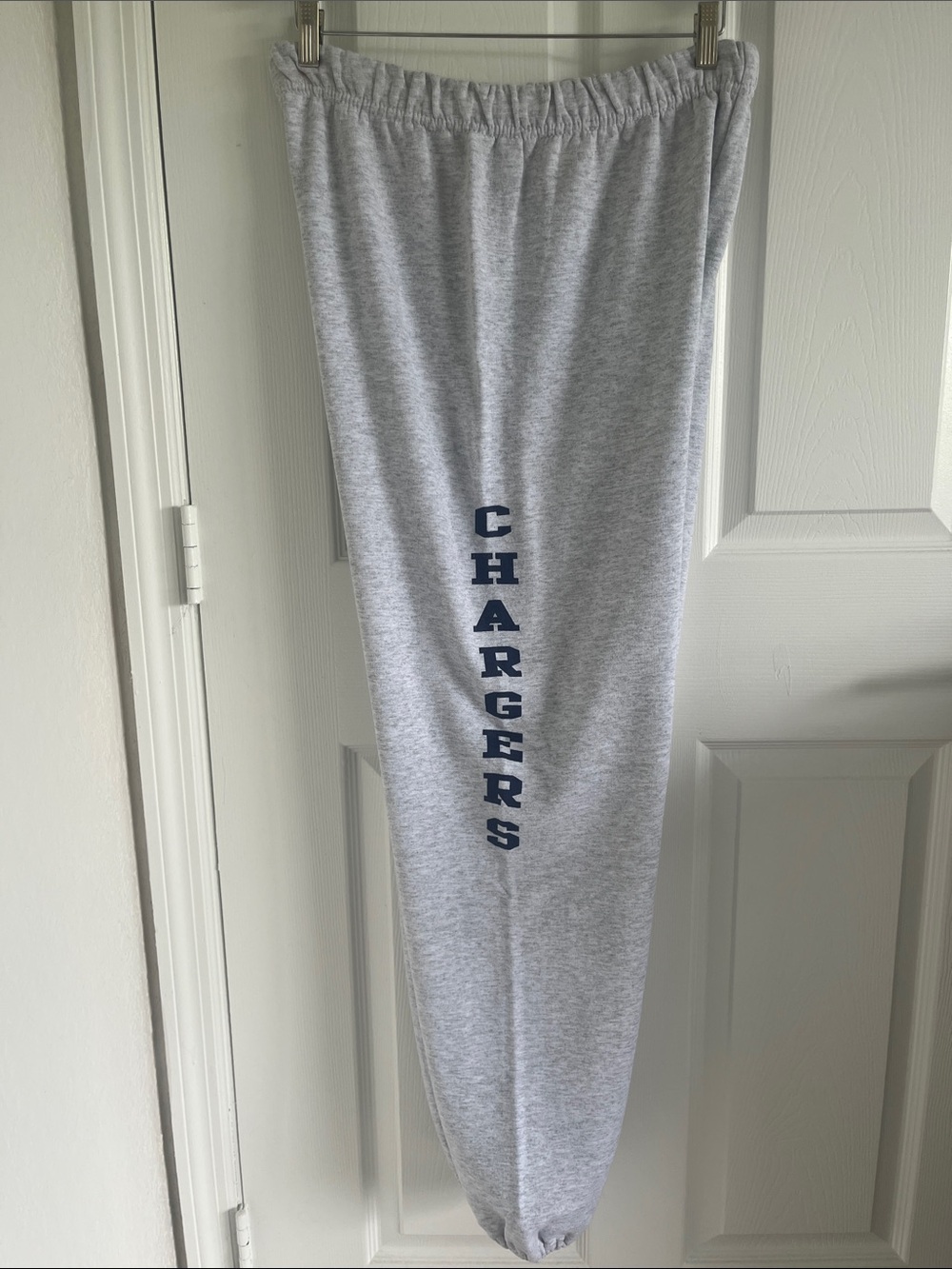 Jerzees Gray Sweatpants with LA Chargers Side Lettering Sports Team Football
